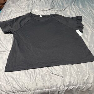 Old Navy Black Short Sleeve Sweatshirt Women's Size Xxl Petite New Ruffle Sleeve